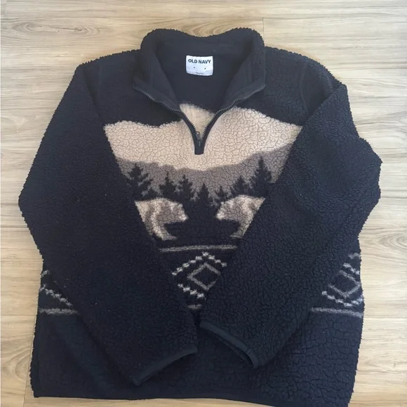 Old Navy Sherpa Quarter Zip Sweater - Picture 2 of 2